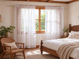 Sheer White Curtains 84 Inches Long, 2 Panels Set , Dual Rod Pocket Sheer 63965157