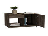 Coffee Table, One Open Shelf, Single Door Cabinet, Dark Walnut B097132883