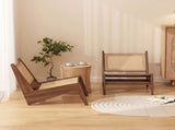 Mid-Century Modern Rattan Accent Lounge Chair, Armless Cane Woven Low Profile Leisure Chair for W3101P555213