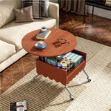 Round Lift-Top Coffee Table with Wheels, Metal Frame and Multi-Color Lighting in 27.6" GL-N735P231430N