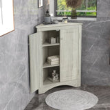 ZNTS Oak Triangle Bathroom Storage Cabinet with Adjustable Shelves, Freestanding Floor Cabinet for Home WF291467AAL