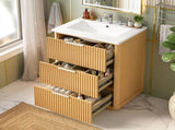 24 inch Modern Luxury Bathroom Vanity with Ceramic Sink, Bathroom Cabinet with Open Shelf and Closed N710P411251P