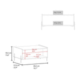 Coffee Table 15.6" H, 1 shelf, 4 legs, White B097P250876