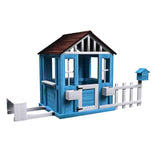 Outdoor Playhouse, Wooden Kids Play House w/Picnic Bench, Half Door, Windows, Mailbox, Fence, W2644P368997