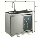 Sink and Fridge Combo for Outdoor Kitchen, 70L Refrigerator and Sink with Pull-Down Faucet, Brushed W3867P571597