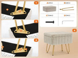 Square Ottoman with Table Top, Comfortable Footrest With Storage, Vanity Stool Suitable for Living 07402764