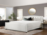 Carmen King Upholstered Wingback Panel Bed Frame, Antique White Polyester B2719P238234