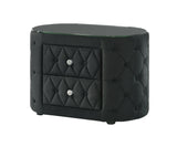 Luxurious 1pc Oval Nightstand Plush Tufted Upholstery 8mm Tempered Glass Top Rounded Sides Two B2741P321022