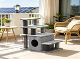 Adjustable Cat Stairs with Scratching Post & Toy Ball, 3/4-Step Design, for Bed & Sofa 90266007