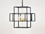 4-Light Metal Lantern Tiered Pendant Hanging Light Fixtures, Industrial Farmhouse Adjustable Height W1592P247685