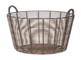 Extra Large Round Poly Rattan Decorative Storage Basket with Handles, 18.7 in x 16 in 66249194