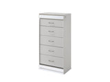 Glam Modern 5-Drawer Chest with Crystal Accents, LED Lighting and White Lacquer Finish B009P243215