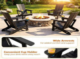 Black Weatherproof HDPE Outdoor Adirondack Chair, 330LBS Capacity Ergonomic Patio Lounge Chair with 49748678