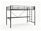 Full Size Metal Loft with Desk, LED Light Strip & Power Outlet, Heavy Duty Round Tube High Loft 98132529