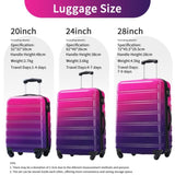 Hardshell Luggage Sets 3 Piece Gradient Color Expandable Suitcase with Spinner Wheels and TSA Lock 54223471