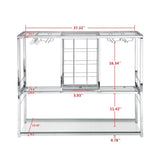 ZNTS Bar Cart Kitchen Bar&Serving Cart for Home Glass Holder and Wine Rack, 3-Tier Kitchen Trolley GHNDT-WRK1004A