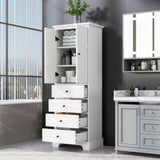 Storage Cabinet with 2 Doors and 4 Drawers for Bathroom, Office, Adjustable Shelf, MDF Board with WF302825AAK