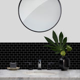 48 Pcs Black Design Glossy Peel And Stick Wall Tile, Transfer Self Adhesive Waterproof And Easy To 68751613