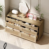 51" Rattan Dresser with Drawers, 6 Drawer Dresser for Bedroom, Clothes Storage Cabinet for Bedroom, W757P209506