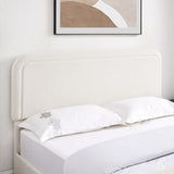 Liv Patented 2-Drawers Storage Bed Queen Size Ivory Boucle Upholstered Platform Bed, Curved Stitched B083P156198