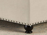 Large square storage ottoman with wooden legs, Upholstered button tufted coffee table with nail W2186142955