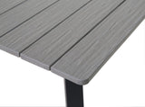 Square Patio Dining Table with Umbrella Hole, Heavy-Duty Iron Frame Wood-Plastic Composite Tabletop, W3990P466949