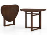 31.5" Small Folding Dining Table, Walnut Solid Wood Foldable Kitchen Table for 2 People 10727353