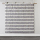 Oversized Chenille Jacquard Striped Comforter Set with Euro Shams and Throw Pillows B035128973