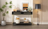 TREXM Entryway Table, Console Table with Two Drawers, Retro Hallway Table with Striking Geometric N715P227910B