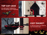 Gothic 5-Level Cat Tree 63" Tall with Sisal Scratching Posts Black Red Cat Tower 42411878