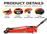Floor Jack, 4 Ton Low Profile Floor Jack, Heavy-Duty Steel Racing Floor Jack with dual Piston Quick W1239115445
