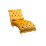 COOMORE Velvet Chaise Lounge Indoor,Button-Tufted Upholstered Chaise Lounge Chair with Pillow for W39538680