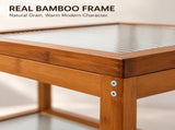Small Square Coffee, Coffee with Storage - 2-Tier Real Bamboo & Fluted Glass Coffee W2641P566264