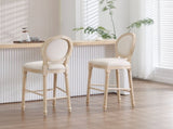 French Country 30'' Height Bar Chairs Set of 2, Upholstered Chairs with Round Back, Wire drawing and W3426P324576