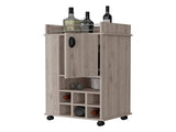 Allandale 1-Door Bar Cart with Wine Rack and Casters Light Gray B062111722