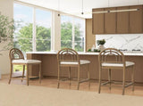 Leon 27" Arched Back Wood & Upholstered Counter Stool, Set of 2, Ivory White Boucle B2719P245956