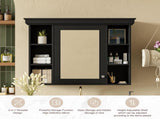 35'' x 28'' Black Wall Mounted Bathroom Storage with Mirror Door, Modern Bathroom Wall N710P196545B