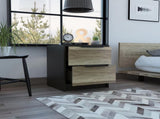 Black Wengue and Pine 2-Drawer Nightstand B06280501