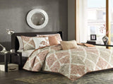 6 Piece Printed Quilt Set with Throw Pillows Multi King/Cal King B03597397