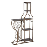 ZNTS Grey 11 Bottle Wine Bakers Rack, 5 Tier Freestanding Wine Rack with Hanging Wine Glass Holder and W2167P166193