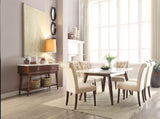 Beige Linen and Walnut Side Chair with Tufted Back B062P209257