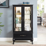 Lighted Curio with Glass Doors and Adjustable Shelves 2 Door Wine Display Curio W1758P297546