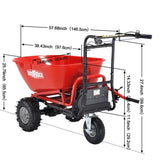 ZNTS RedRock Wheelbarrow Utility Cart Electric Powered Cart 48V28Ah 500W Capacity 500lbs Material ET295651RED