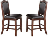 ZNTS Dark Brown Wood Finish Set of 2 Counter Height Chairs Faux Leather Upholstery Seat Back Kitchen HS00F1346-ID-AHD