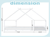 White Flat Bed House Shape with Side Guardrails Twin Children's Iron Bed 70816319