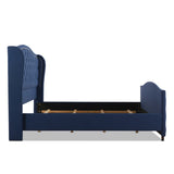 Marcella Upholstered Shelter Headboard Bed Set, King, Dark Sapphire Blue Woven B2719P238228