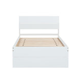 Modern Twin Bed Frame With Twin Trundle For High Gloss Headboard and Footboard With Creamy W697131325
