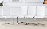 Luxury Simple Arch Chair - Set of 4 White PU Material High Resilience Dining Chair with Arched Metal W1151P154858