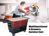 4 DRAWERS MULTIFUNCTIONAL TOOL CART WITH WHEELS AND WOODEN TOP 48936542