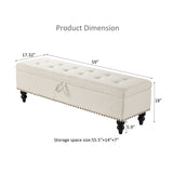 ZNTS 59" Bed Bench Ottoman with Storage Beige Fabric W1097124941